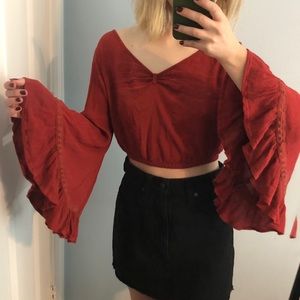 NWOT red bell sleeve top
